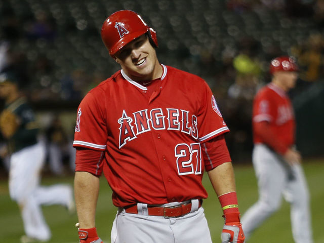 Mike Trout of the Los Angeles Angels after striking out during the News  Photo - Getty Images