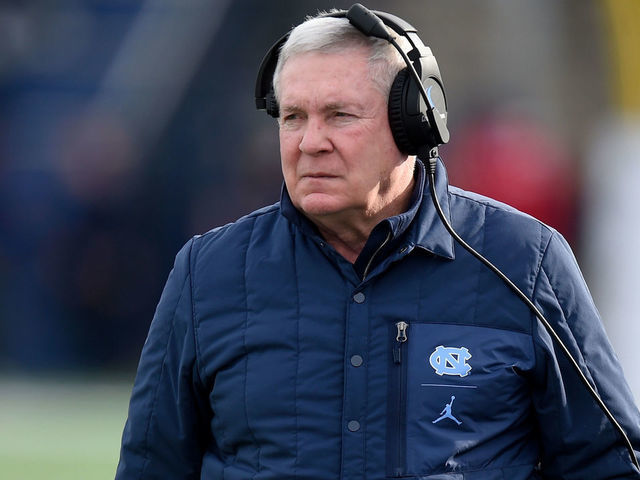 ANNAPOLIS, MD - DECEMBER 27: Head Coach Mack Brown of the North Carolina Tar Heels watches the game against the Temple Owls in the Military Bowl Presented by Northrop Grumman at Navy-Marine Corps Memorial Stadium on December 27, 2019 in Annapolis, Maryland.