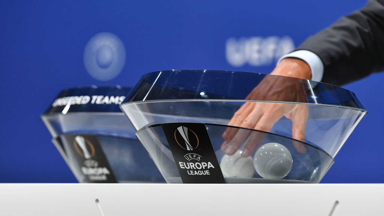 NYON, SWITZERLAND - SEPTEMBER 1: A detailed view of a draw pot during the UEFA Europa League 2020/21 Third Qualifying Round Draw at the UEFA headquarters, The House of European Football on September 1, 2020 in Nyon, Switzerland.