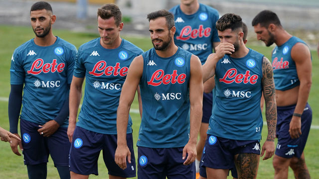 CASTEL DI SANGRO, ITALY - AUGUST 25: SSC Napoli Players during SSC Napoli Training Camp on August 25, 2020 in Castel di Sangro, Italy.