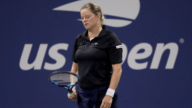 NEW YORK, NEW YORK - SEPTEMBER 01: Kim Clijsters of Belgium reacts to a lost point during her Women's Singles first round match against Ekaterina Alexandrova of Russia on Day Two of the 2020 US Open at the USTA Billie Jean King National Tennis Center on September 1, 2020 in the Queens borough of New York City.