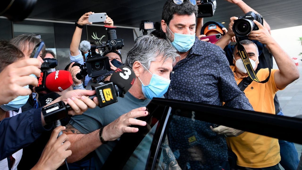 Jorge Messi, father and agent of Lionel Messi arrives at his apartment in Barcelona on September 02, 2020. - Lionel Messi boycotted Barcelona's first pre-season training session on Monday, as the striker upped the stakes in his battle to leave this summer.