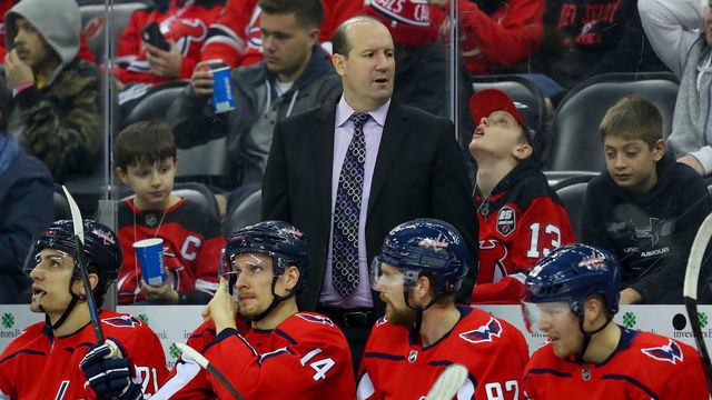 NEWARK, NJ - DECEMBER 20: Washington Capitals head coach Todd Reirden during the National Hockey League game between the New Jersey Devils and the Washington Capitals on December 20, 2019 at the Prudential Center in Newark, NJ.