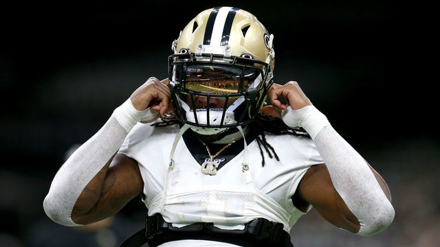 NEW ORLEANS, LOUISIANA - JANUARY 05: Alvin Kamara #41 of the New Orleans Saints in action during the NFC Wild Card Playoff game against the Minnesota Vikings at Mercedes Benz Superdome on January 05, 2020 in New Orleans, Louisiana.