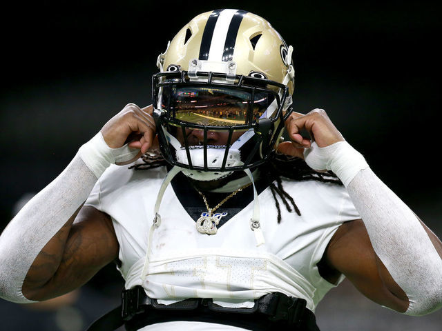 NEW ORLEANS, LOUISIANA - JANUARY 05: Alvin Kamara #41 of the New Orleans Saints in action during the NFC Wild Card Playoff game against the Minnesota Vikings at Mercedes Benz Superdome on January 05, 2020 in New Orleans, Louisiana.