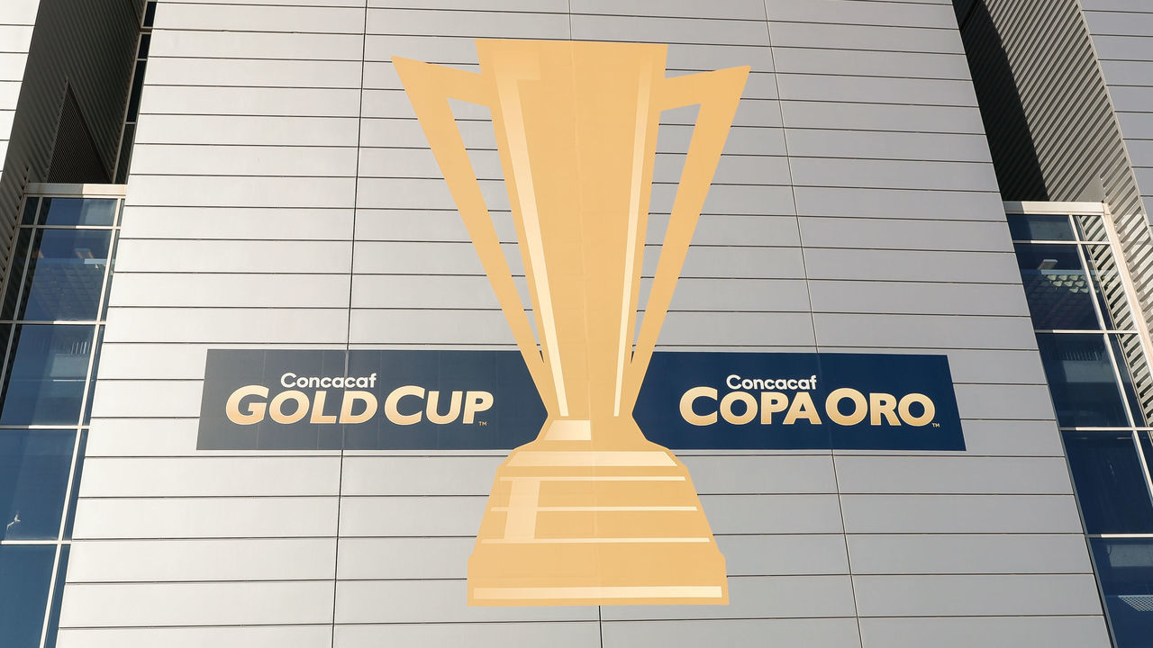 GLENDALE, AZ - JULY 02: The CONCACAF Gold Cup logo before the CONCACAF Gold cup semifinal soccer game between Haiti and Mexico on July 2, 2019 at State Farm Stadium in Glendale, Arizona.