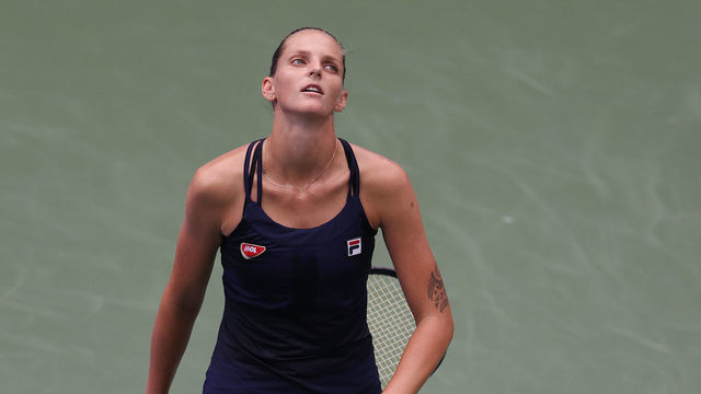 NEW YORK, NEW YORK - SEPTEMBER 02: Karolina Pliskova of the Czech Republic reacts to losing a point in the first set during her Women's Singles second round match against Caroline Garcia of France on Day Three of the 2020 US Open at the USTA Billie Jean King National Tennis Center on September 2, 2020 in the Queens borough of New York City.