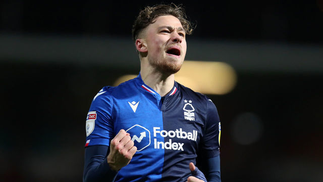 BRENTFORD, ENGLAND - JANUARY 28: Matty Cash of Nottingham Forest celebrates victory after the Sky Bet Championship match between Brentford FC and Nottingham Forest at Griffin Park on January 28, 2020 in Brentford, England.