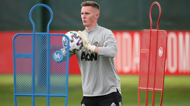 MANCHESTER, ENGLAND - AUGUST 26: (EXCLUSIVE COVERAGE) Dean Henderson of Manchester United in action during a training session at Aon Training Complex on August 26, 2020 in Manchester, England.