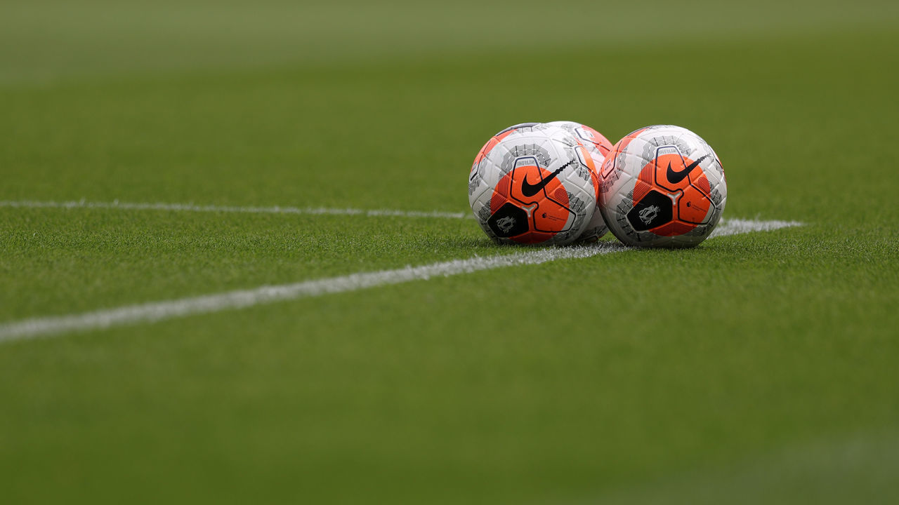 SOUTHAMPTON, ENGLAND - JULY 26: General view of Premier League match balls prior to the Premier League match between Southampton FC and Sheffield United at St Mary's Stadium on July 26, 2020 in Southampton, England. Football Stadiums around Europe remain empty due to the Coronavirus Pandemic as Government social distancing laws prohibit fans inside venues resulting in all fixtures being played behind closed doors.