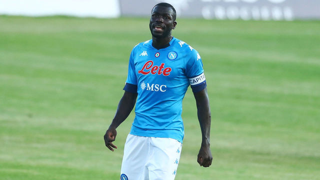CASTEL DI SANGRO, ITALY - AUGUST 28: (BILD ZEITUNG OUT) Kalidou Koulibaly of Napoli yells during the pre-season friendly match between SSC Napoli and Castel Di Sangro at Stadio Comunale Teofilo Patini on August 28, 2020 in Castel di Sangro, Italy.