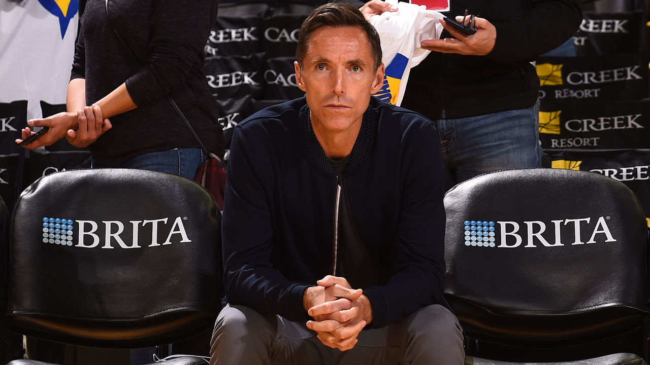 OAKLAND, CA - MARCH 27: Steve Nash looks on prior to the game between the Indiana Pacers and Golden State Warriors on March 27, 2018 at ORACLE Arena in Oakland, California. NOTE TO USER: User expressly acknowledges and agrees that, by downloading and or using this photograph, user is consenting to the terms and conditions of Getty Images License Agreement. Mandatory Copyright Notice: Copyright 2018 NBAE