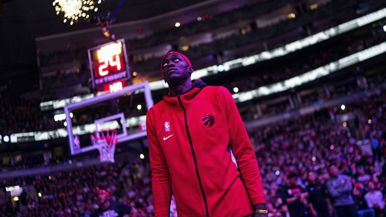 TORONTO, CANADA - FEBRUARY 25: Pascal Siakam #43 of the Toronto Raptors looks on before the game on February 25, 2020 at the Scotiabank Arena in Toronto, Ontario, Canada. Mandatory Copyright Notice: Copyright 2020 NBAE