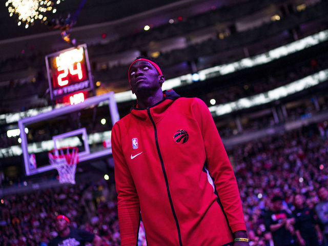TORONTO, CANADA - FEBRUARY 25: Pascal Siakam #43 of the Toronto Raptors looks on before the game on February 25, 2020 at the Scotiabank Arena in Toronto, Ontario, Canada. Mandatory Copyright Notice: Copyright 2020 NBAE