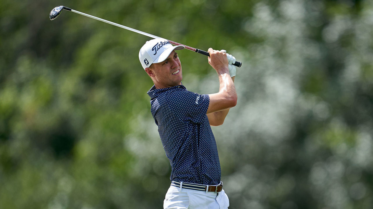 OLYMPIA FIELDS, ILLINOIS - AUGUST 28: Justin Thomas of the United States plays his second shot on the first hole during the second round of the BMW Championship on the North Course at Olympia Fields Country Club on August 28, 2020 in Olympia Fields, Illinois.