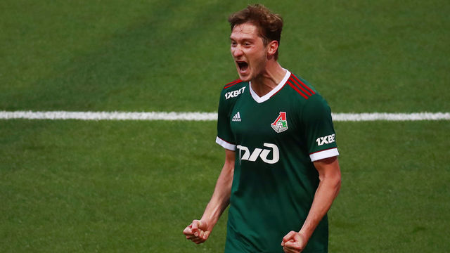 MOSCOW, RUSSIA AUGUST 15, 2020: Lokomotiv Moscow's Alexei Miranchuk celebrates a goal scored against FC Krasnodar in their 2020/2021 Russian Premier League Round 2 football match at RZD Arena; Lokomotiv Moscow won 1-0. Sergei Fadeichev/TASS