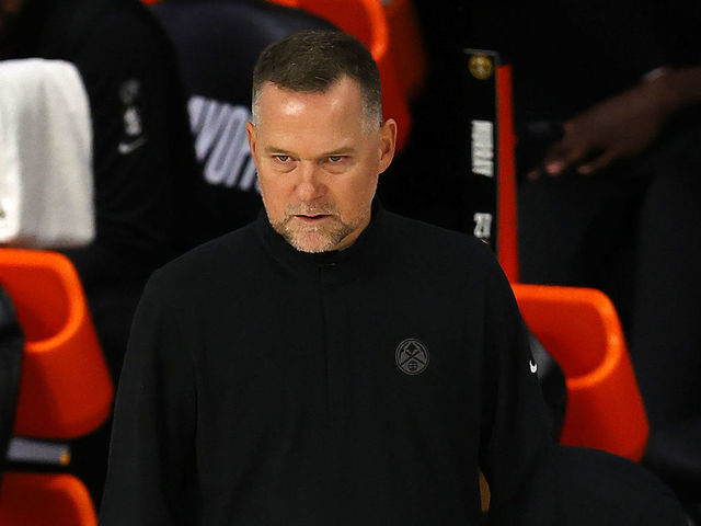 LAKE BUENA VISTA, FLORIDA - AUGUST 25: Michael Malone of the Denver Nuggets during the second quarter against the Utah Jazz in Game Five of the Western Conference First Round during the 2020 NBA Playoffs at The Field House at ESPN Wide World Of Sports Complex on August 25, 2020 in Lake Buena Vista, Florida.