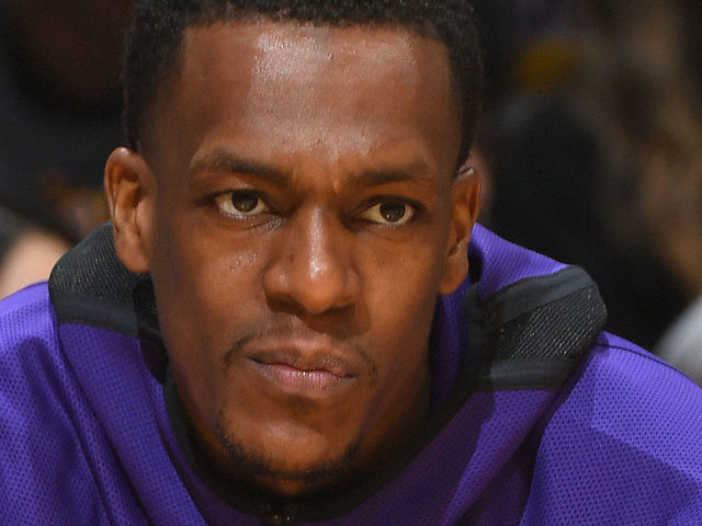 LOS ANGELES, CA - MARCH 10: Rajon Rondo #9 of the Los Angeles Lakers looks on during the game on March 10, 2020 at STAPLES Center in Los Angeles, California. NOTE TO USER: User expressly acknowledges and agrees that, by downloading and/or using this Photograph, user is consenting to the terms and conditions of the Getty Images License Agreement. Mandatory Copyright Notice: Copyright 2020 NBAE