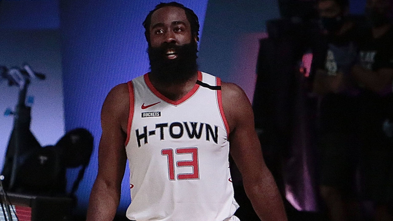 ORLANDO, FL - SEPTEMBER 4: James Harden #13 of the Houston Rockets in the game against the Los Angeles Lakers for Game one of the second round of the 2020 Playoffs as part of the NBA Restart 2020 on September 4, 2020 at AdventHealth Arena in Orlando, Florida.NOTE TO USER: User expressly acknowledges and agrees that, by downloading and/or using this photograph, user is consenting to the terms and conditions of the Getty Images License Agreement. Mandatory Copyright Notice: Copyright 2020 NBAE