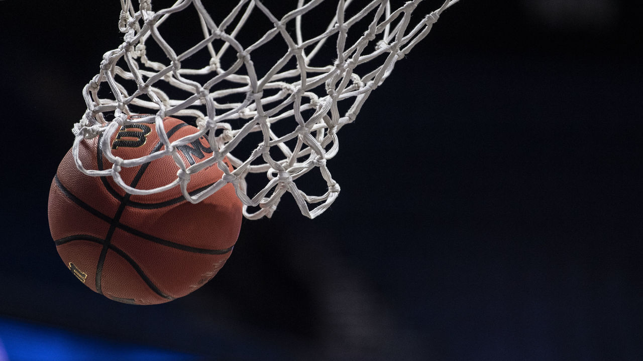 UNCASVILLE, CT - MARCH 09: A detailed view of a basketball net and Wilson NCAA basketball at Mohegan Sun Arena on March 9, 2020 in Uncasville, Connecticut.