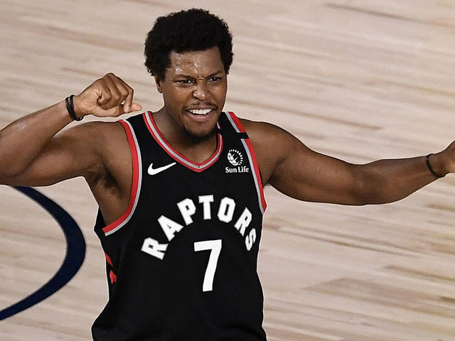 LAKE BUENA VISTA, FLORIDA - SEPTEMBER 03: Kyle Lowry #7 of the Toronto Raptors reacts after their win over Boston Celtics in Game Three of the Eastern Conference Second Round during the 2020 NBA Playoffs at the Field House at the ESPN Wide World Of Sports Complex on September 03, 2020 in Lake Buena Vista, Florida.