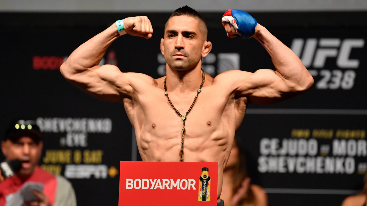 CHICAGO, IL - JUNE 07: Ricardo Lamas poses on the scale during the UFC 238 weigh-in at the United Center on June 7, 2019 in Chicago, Illinois.