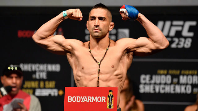 CHICAGO, IL - JUNE 07: Ricardo Lamas poses on the scale during the UFC 238 weigh-in at the United Center on June 7, 2019 in Chicago, Illinois.
