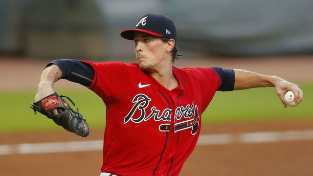 ATLANTA, GA - AUGUST 25: Max Fried #54 of the Atlanta Braves delivers the pitch in the third inning of game two of the MLB doubleheader against the New York Yankees at Truist Park on August 26, 2020 in Atlanta, Georgia.