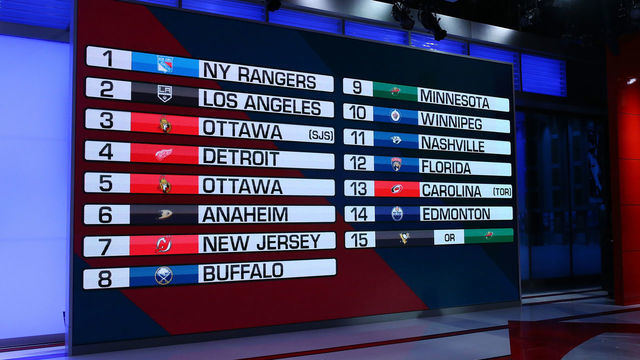 SECAUCUS, NEW JERSEY - AUGUST 10: 2020 NHL draft positions are seen during Phase 2 of the 2020 NHL Draft Lottery on August 10, 2020 at the NHL Network's studio in Secaucus, New Jersey.