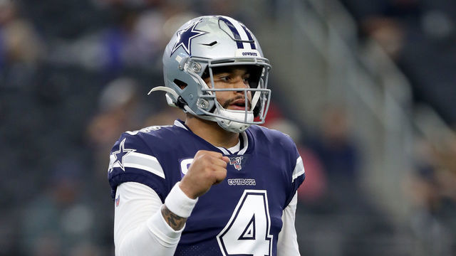 ARLINGTON, TEXAS - DECEMBER 15: Dak Prescott #4 of the Dallas Cowboys works through pregame warm up before taking on the Los Angeles Rams at AT&T Stadium on December 15, 2019 in Arlington, Texas.