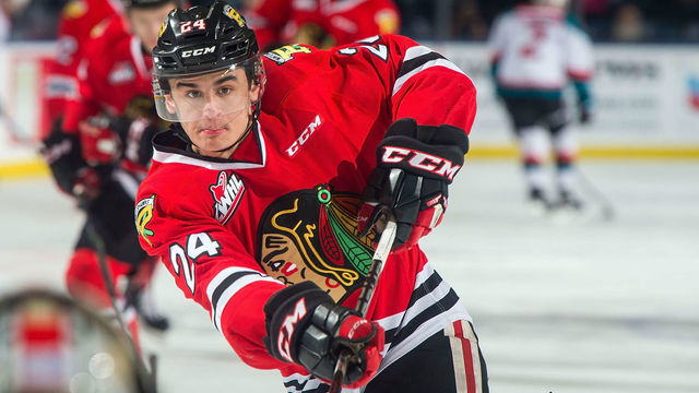 KELOWNA, BC - MARCH 03: Seth Jarvis #24 of the Portland Winterhawks warms up against the Kelowna Rockets at Prospera Place on March 3, 2019 in Kelowna, Canada.