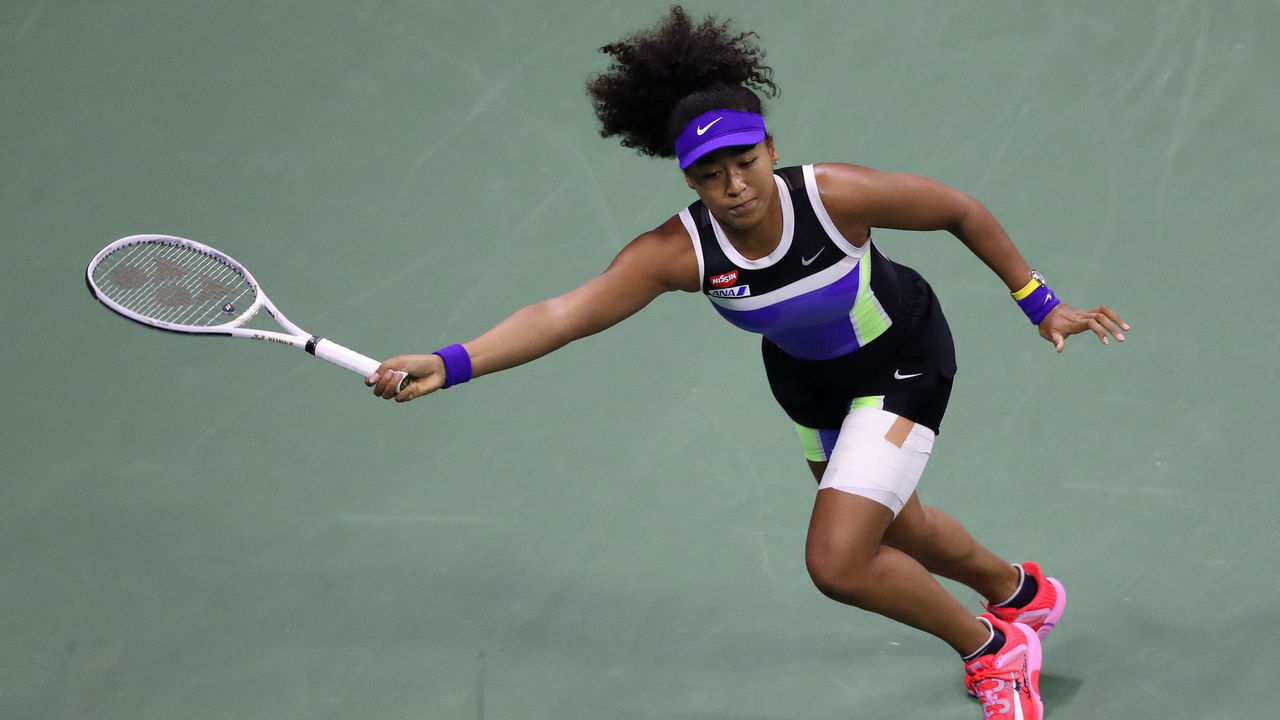 NEW YORK, NEW YORK - SEPTEMBER 08: Naomi Osaka of Japan returns a volley during her Women’s Singles quarter-finals match against Shelby Rogers of the United States on Day Nine of the 2020 US Open at the USTA Billie Jean King National Tennis Center on September 8, 2020 in the Queens borough of New York City.