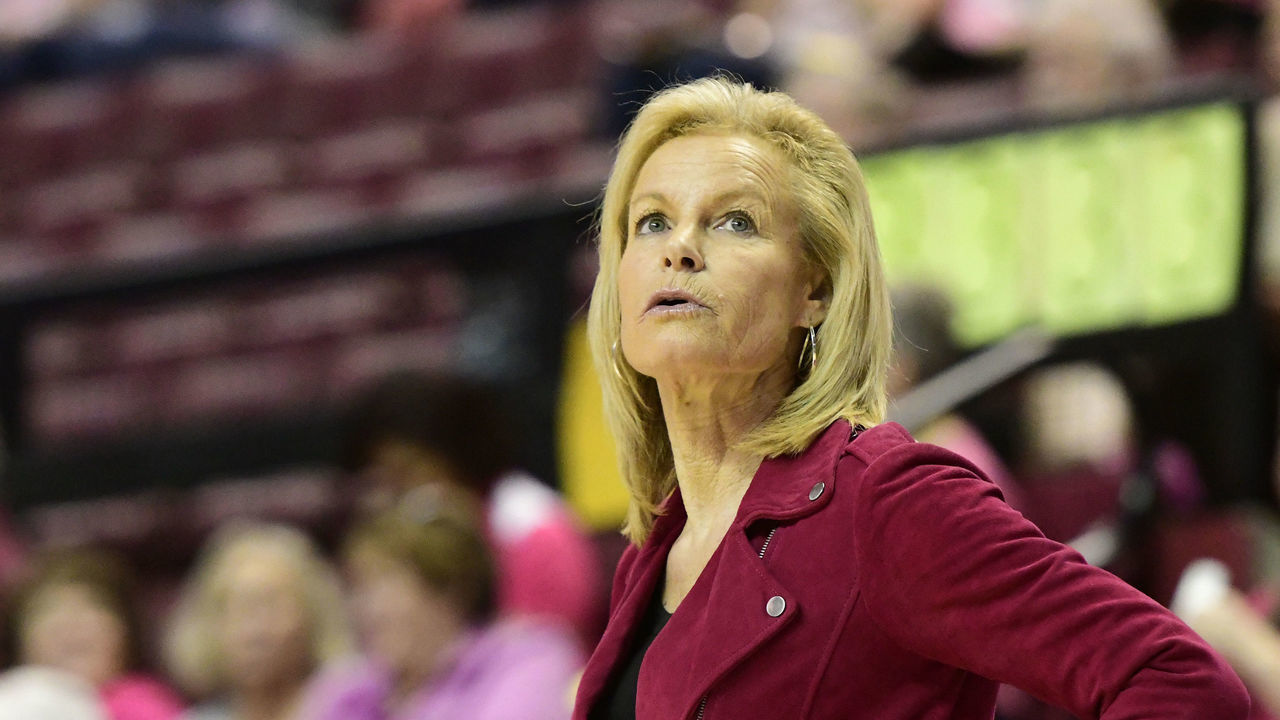 TALLAHASSEE, FL - FEBRUARY 17: Sue Semrau women's basketball head coach Florida State University (FSU) Seminoles watches from the sideline during an Atlantic Coast Conference (ACC) match-up with the University of Pittsburgh (Pitt) Panthers, Sunday, February 17, 2019, at Donald Tucker Center in Tallahassee, Florida.