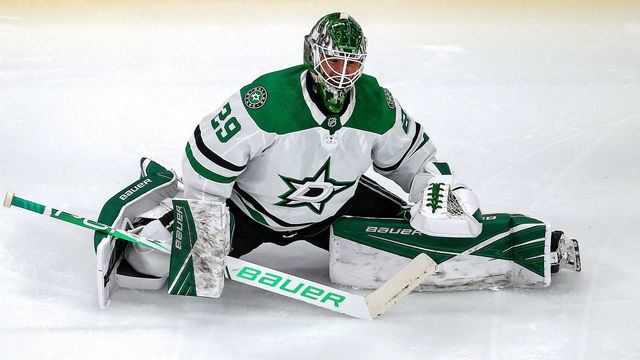 EDMONTON, ALBERTA - SEPTEMBER 04: Jake Oettinger #29 of the Dallas Stars warms up prior to Game Seven of the Western Conference Second Round against the Colorado Avalanche during the 2020 NHL Stanley Cup Playoffs at Rogers Place on September 04, 2020 in Edmonton, Alberta, Canada.