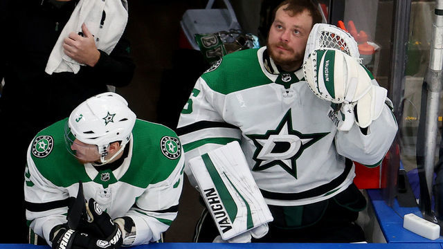 EDMONTON, ALBERTA - SEPTEMBER 08: Anton Khudobin #35 of the Dallas Stars looks on from the bench during the third period against the Vegas Golden Knights in Game Two of the Western Conference Final during the 2020 NHL Stanley Cup Playoffs at Rogers Place on September 08, 2020 in Edmonton, Alberta, Canada.