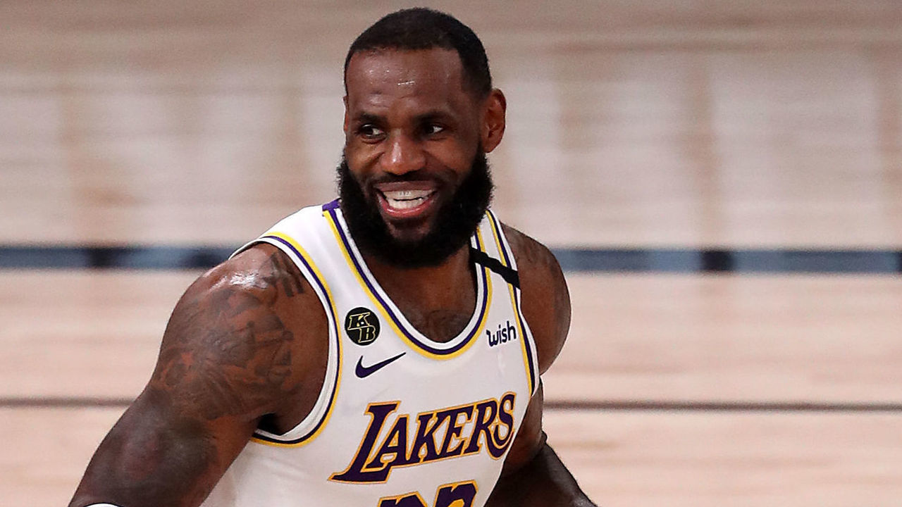 LAKE BUENA VISTA, FLORIDA - SEPTEMBER 08: LeBron James #23 of the Los Angeles Lakers reacts during the third quarter against the Houston Rockets in Game Three of the Western Conference Second Round during the 2020 NBA Playoffs at AdventHealth Arena at the ESPN Wide World Of Sports Complex on September 08, 2020 in Lake Buena Vista, Florida.