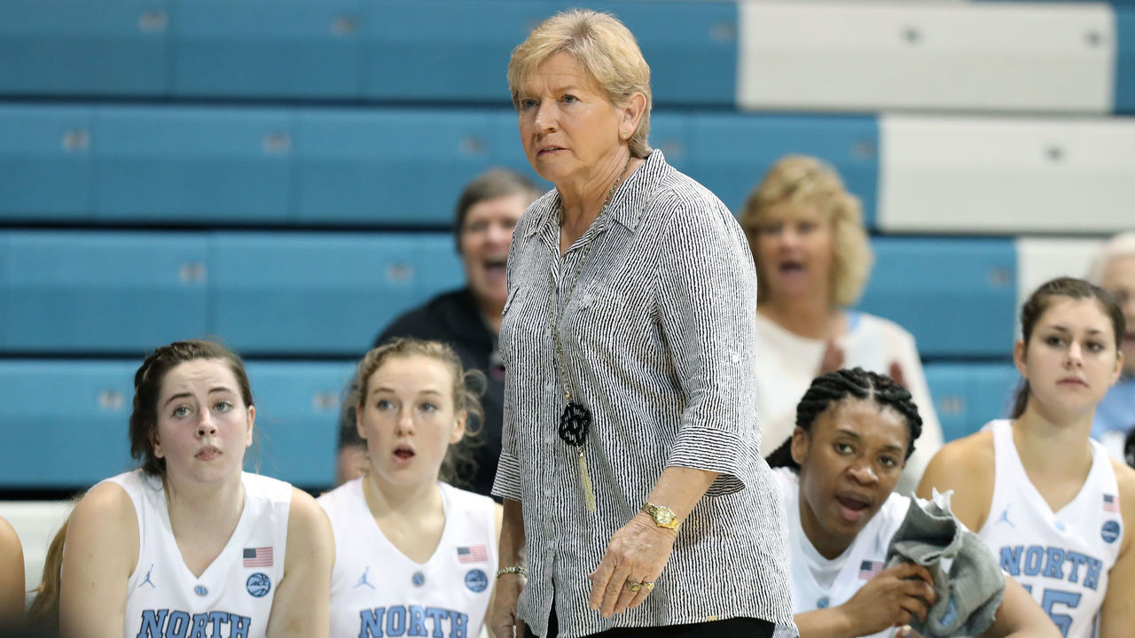 02 November 2016: UNC head coach Sylvia Hatchell. The University of North Carolina Tar Heels hosted the Carson-Newman University Lady Eagles at Carmichael Arena in Chapel Hill, North Carolina in a 2016-17 NCAA Women's Basketball exhibition game. UNC won the game 96-70.