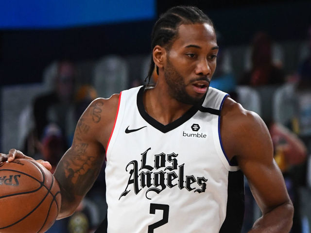ORLANDO, FL - SEPTEMBER 9: Kawhi Leonard #2 of the LA Clippers handles the ball against the Denver Nuggets during Round Two, Game Four of the Western Conference Semifinals of the NBA Playoffs on September 9, 2020 at the AdventHealth Arena at ESPN Wide World Of Sports Complex in Orlando, Florida. NOTE TO USER: User expressly acknowledges and agrees that, by downloading and/or using this Photograph, user is consenting to the terms and conditions of the Getty Images License Agreement. Mandatory Copyright Notice: Copyright 2020 NBAE