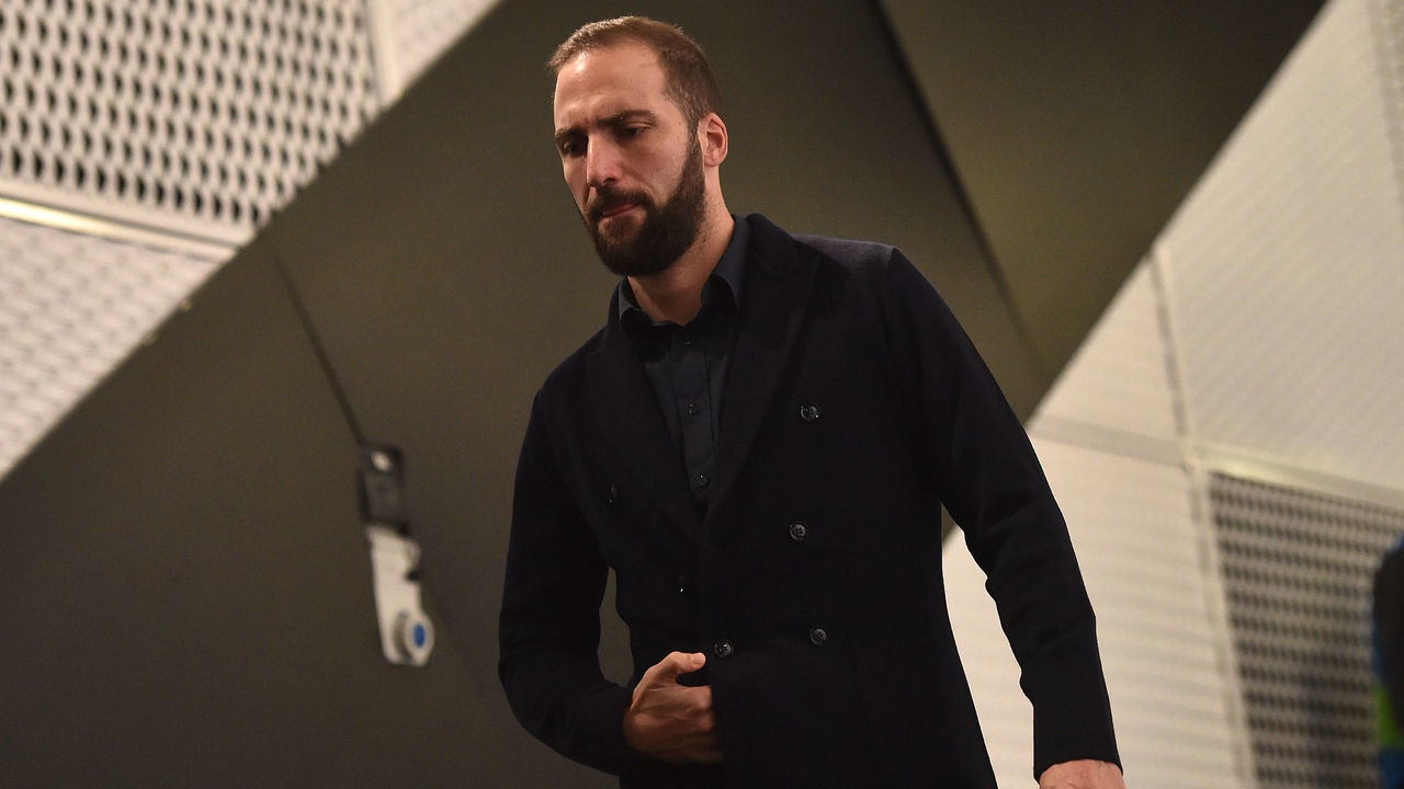 TURIN, ITALY - NOVEMBER 26: Gonzalo Higuain of Juventus arrives prior to the UEFA Champions League group D match between Juventus and Atletico Madrid at Allianz Stadium on November 26, 2019 in Turin, Italy.