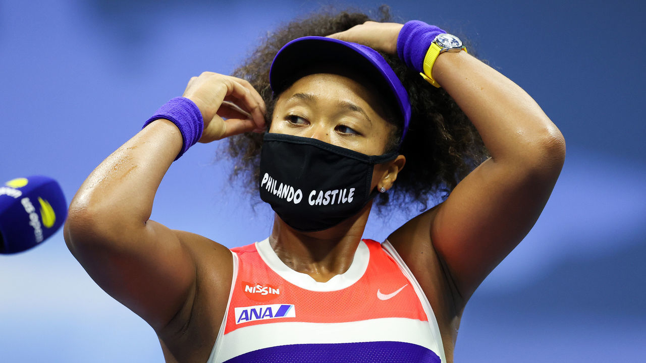 NEW YORK, NEW YORK - SEPTEMBER 10: Naomi Osaka of Japan speaks after winning her Women's Singles semifinal match against Jennifer Brady of the United States on Day Eleven of the 2020 US Open at the USTA Billie Jean King National Tennis Center on September 10, 2020 in the Queens borough of New York City.