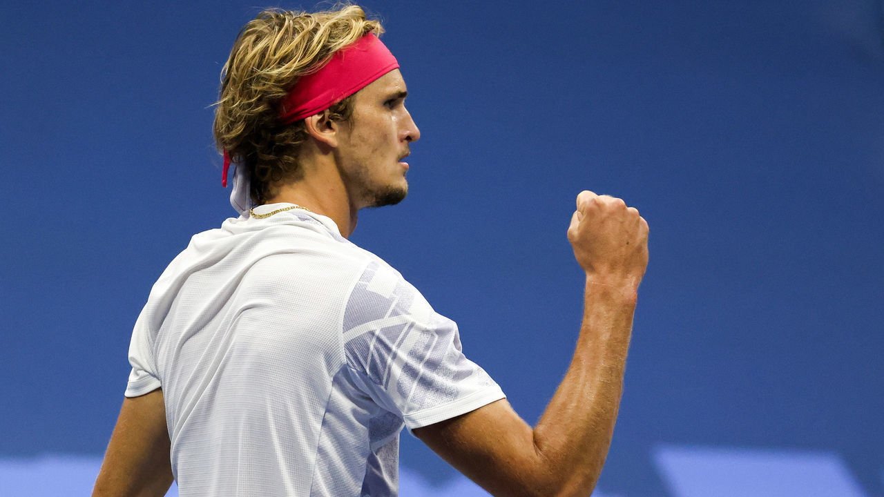 NEW YORK, NEW YORK - SEPTEMBER 11: Alexander Zverev of Germany celebrates winning the fourth set during his Men's Singles semifinal match against Pablo Carreno Busta of Spain on Day Twelve of the 2020 US Open at the USTA Billie Jean King National Tennis Center on September 11, 2020 in the Queens borough of New York City.