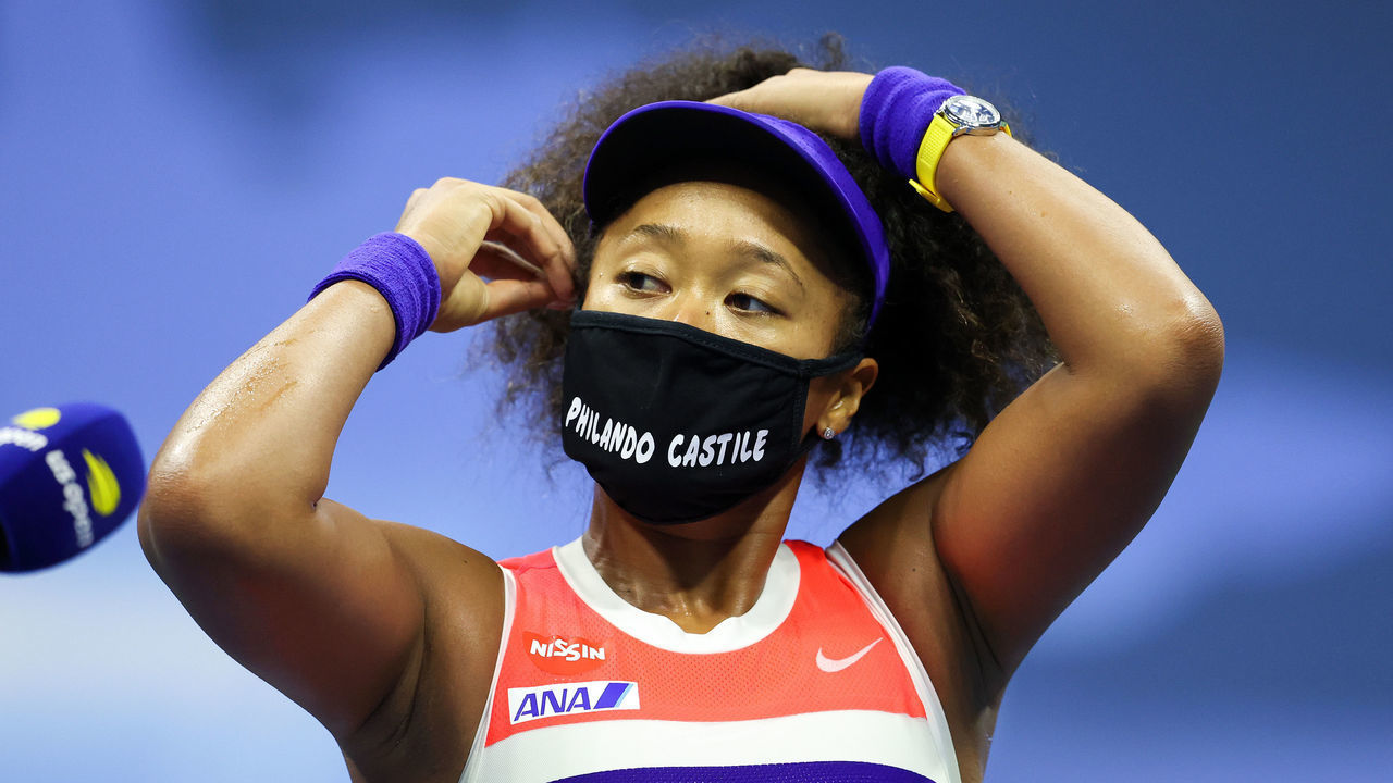 NEW YORK, NEW YORK - SEPTEMBER 10: Naomi Osaka of Japan speaks after winning her Women's Singles semifinal match against Jennifer Brady of the United States on Day Eleven of the 2020 US Open at the USTA Billie Jean King National Tennis Center on September 10, 2020 in the Queens borough of New York City.
