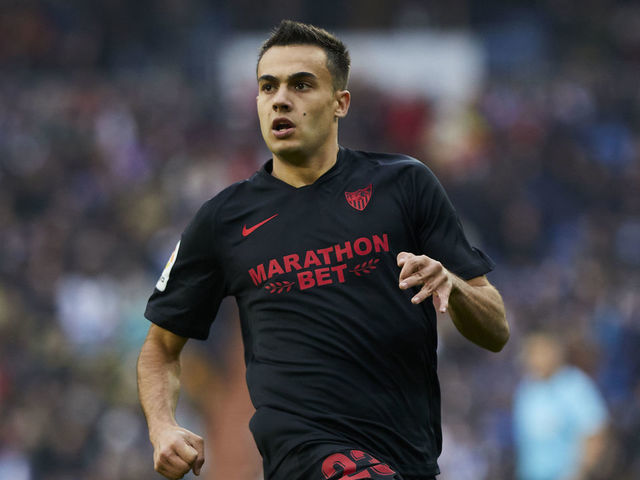 MADRID, SPAIN - JANUARY 18: Sergio Reguilon of Sevilla FC during the Liga match between Real Madrid CF and Sevilla FC at Estadio Santiago Bernabeu on January 18, 2020 in Madrid, Spain.