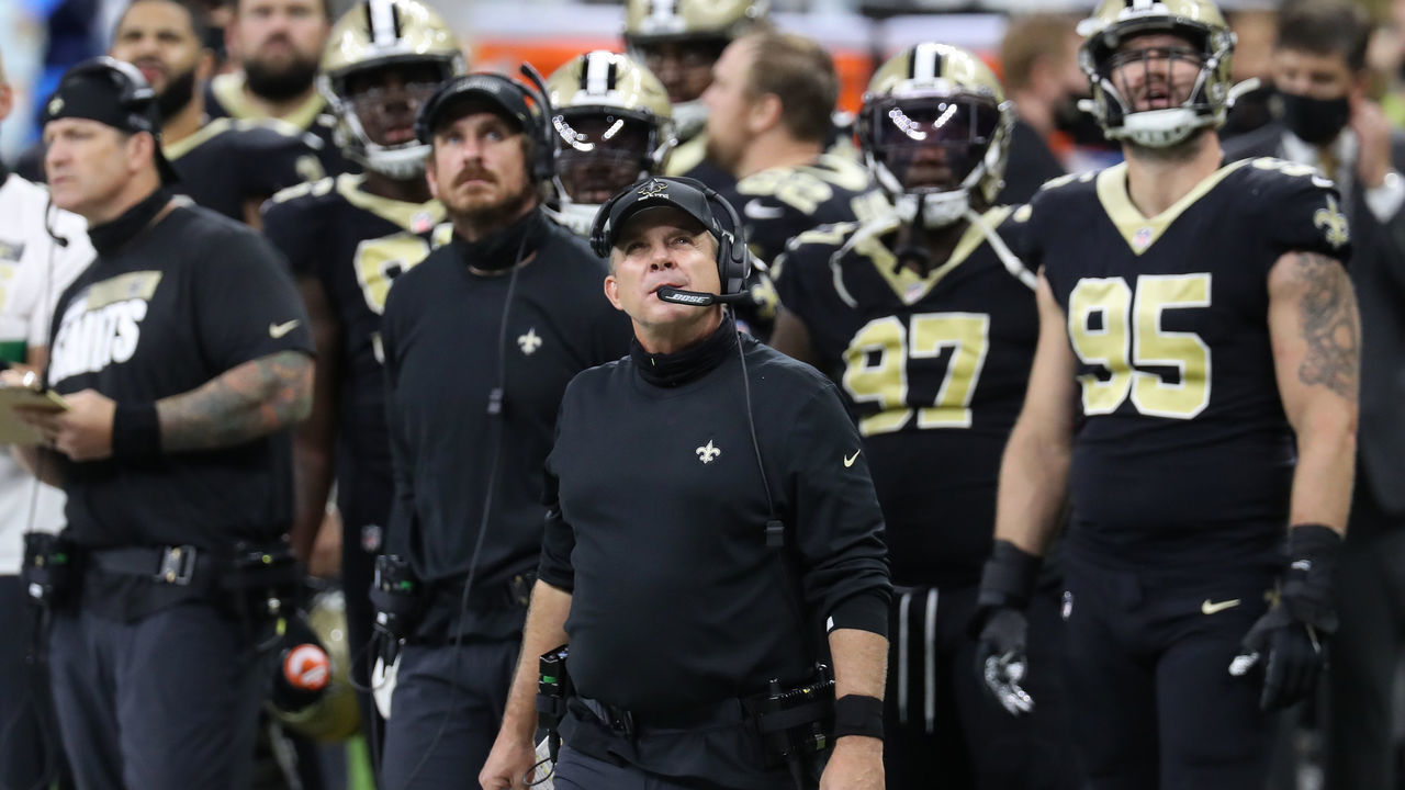 NEW ORLEANS, LOUISIANA - SEPTEMBER 13: head coach Sean Payton of the New Orleans Saints looks on against the Tampa Bay Buccaneers during the fourth quarter at the Mercedes-Benz Superdome on September 13, 2020 in New Orleans, Louisiana.