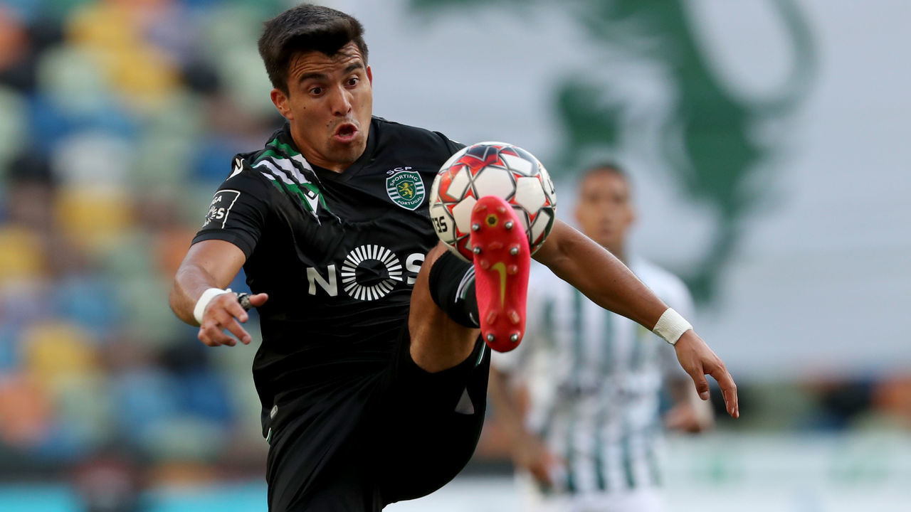 Marcos Acuna of Sporting CP in action during the Portuguese League football match between Sporting CP and Vitoria Setubal FC at Jose Alvalade stadium in Lisbon, Portugal on July 21, 2020.