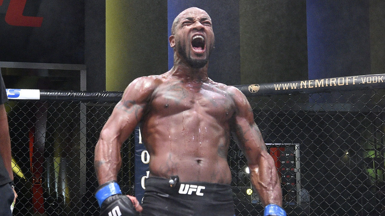 LAS VEGAS, NEVADA - AUGUST 01: Bobby Green celebrates after his victory over Lando Vannata in their lightweight fight during the UFC Fight Night event at UFC APEX on August 01, 2020 in Las Vegas, Nevada.