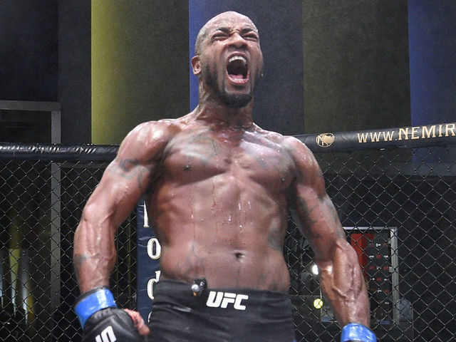 LAS VEGAS, NEVADA - AUGUST 01: Bobby Green celebrates after his victory over Lando Vannata in their lightweight fight during the UFC Fight Night event at UFC APEX on August 01, 2020 in Las Vegas, Nevada.
