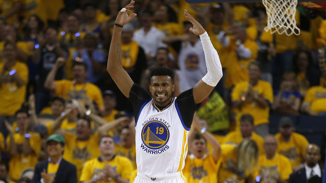 Golden State Warriors' Leandro Barbosa (19) celebrates during their game against the Cleveland Cavaliers in the second quarter of Game 1 of the NBA Finals at Oracle Arena in Oakland, Calif., on Thursday, June 2, 2016. (Nhat V. Meyer/Bay Area News Group)