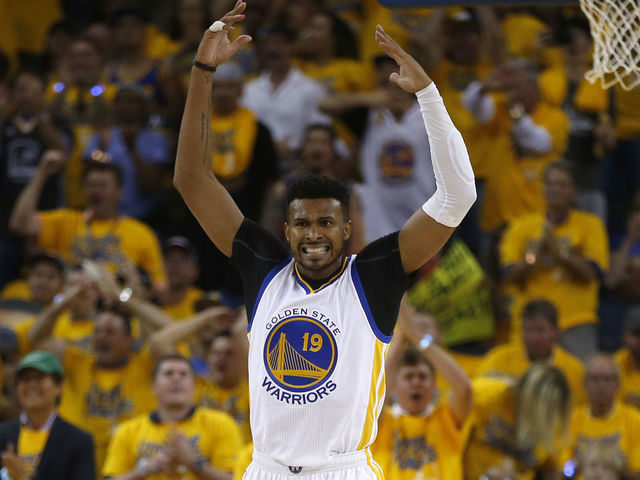 Golden State Warriors' Leandro Barbosa (19) celebrates during their game against the Cleveland Cavaliers in the second quarter of Game 1 of the NBA Finals at Oracle Arena in Oakland, Calif., on Thursday, June 2, 2016. (Nhat V. Meyer/Bay Area News Group)