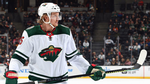 ANAHEIM, CA - MARCH 8: Jonas Brodin #25 of the Minnesota Wild skates during the game against the Anaheim Ducks at Honda Center on March 8, 2020 in Anaheim, California.